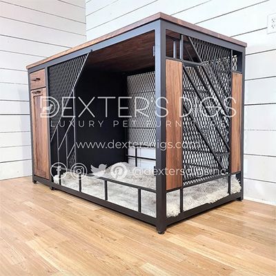 Modern Dog Kennel Indoor, Wire Crate Ideas, Indoor Dog Crate Furniture, Dogs Crate Ideas, Modern Dog Crate Furniture, Big Dog Crate Ideas, Extra Large Dog Crate Furniture, Comfy Dog Crate Ideas, Luxury Dog Crate