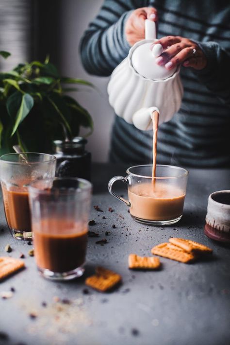 Indian Masala Chai (Spiced Milk Tea) | Playful Cooking #tea #foodphotography #masalachai #chai #latter #indian Pouring Drink, Spiced Milk, Indian Masala Chai, Indian Masala, Chai Tea Recipe, Tea Photography, Masala Chai, Chai Spice, Tea Brands