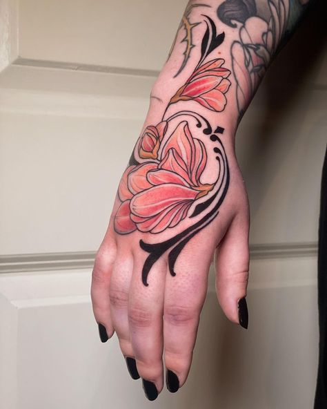 Jen Tonic Tattoo, Neo Romanticism Tattoo, Art Nouveau Floral Tattoo, Traditional Tattoo Reference, Sorry Mom Tattoo, Neo Romantic, Art Nouveau Tattoo, Magnolia Tattoo, Neo Tattoo