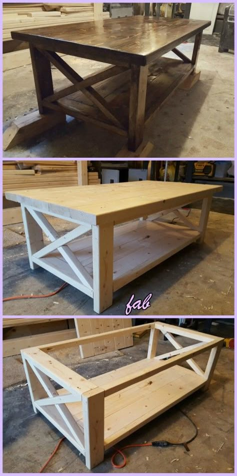 Coffee Table Plans, X Coffee Table, Farmhouse Side Table, Smart Tiles, Coffee Table Farmhouse, Table Plan, Rustic Coffee Tables, Table Diy, Diy Coffee Table