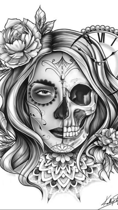 Dia De Los Muertos Party Ideas, Sketch Skull, Female Skull, Tattoo Shading, Tattoo Female, Tattoo Skull, Tattoo Stencil Outline, Tattoo Ideas Female, Skull Drawing