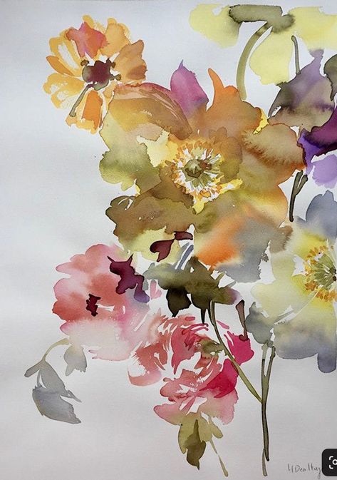 Helen Dealtry, Flowers Mandala, Loose Watercolor Paintings, Mandala Ideas, Easy Flower Painting, Draw Flowers, Drawing Flowers, Contemporary Watercolor, Watercolor Sketchbook