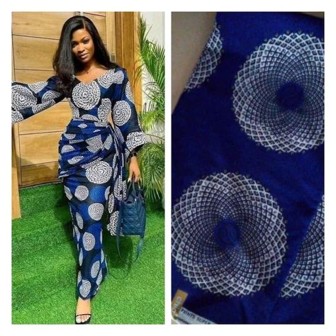 Ankara Blue Dress Styles, Ankara Skater Dress, Blue Ankara, Blue Dresses For Women, African Prom Dresses, African Fashion Designers, Dress African, Ankara Print, African Ankara