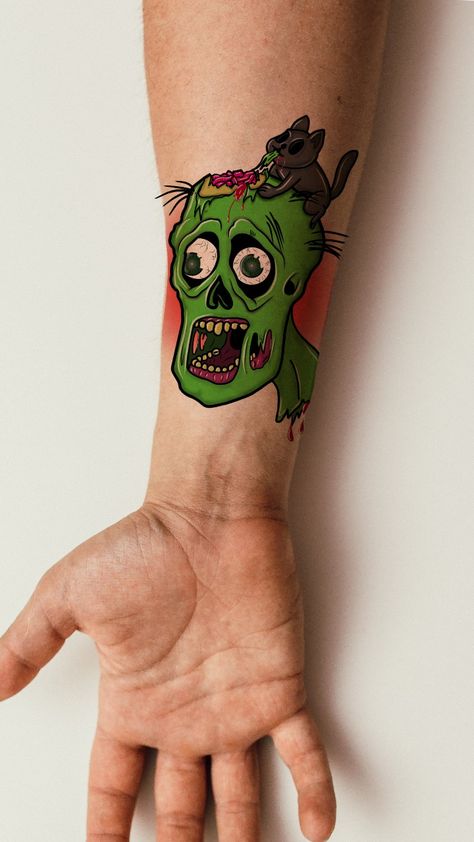 Idea de un zombie Zombie Head, Head Tattoos, Tattoo Design, Zombie, Tattoo Designs, Tattoos, Design