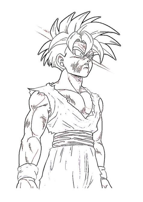 Gohan Drawing Sketch, Dbz Lineart, Gohan Tattoo Ideas, Dragon Ball Z Tattoo Ideas, Dbz Tattoo Ideas, Dragon Ball Tattoo Ideas, Gohan Drawing, Dragonball Tattoo, Dragonball Drawing