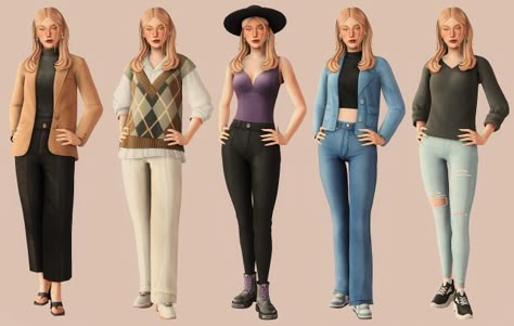 LookBook NO CC #2 Sims 4 Base Game Outfits Ideas, Sims Legacy Challenge, Cc Lookbook, Sims Lookbook, Sims Challenge, Sims 4 Stories, Sims Inspiration, Outfits Female, Tumblr Sims 4