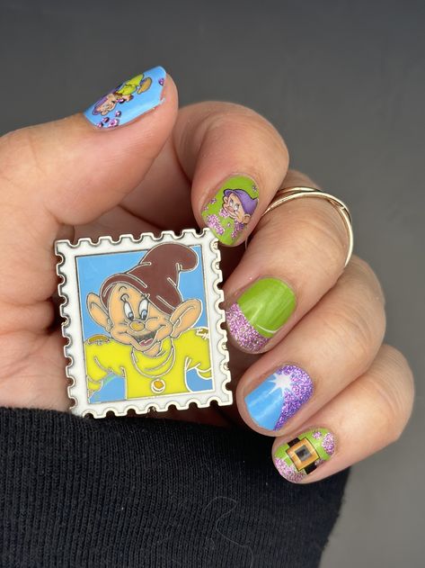 He's my favorite of all the dwarfs! 💚💜 #hknaildesigns #nailwraps #nailstrips #dopey #snowwhite #disneynails #shopsmall #inspiredby Disney Nails, Nail Wraps, Beauty Hacks, Fashion Beauty, Nails, Beauty