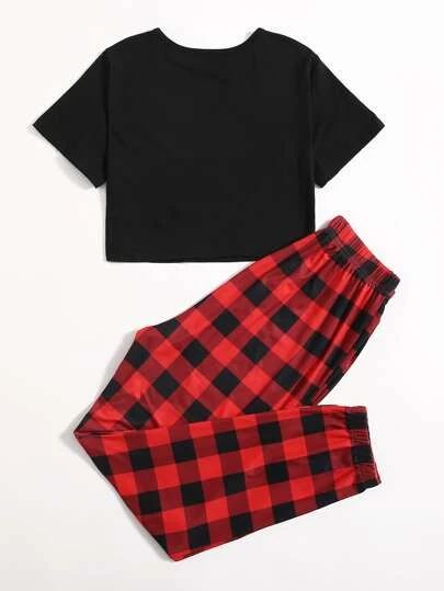 Ropa de Mujer | Conjunto de Trajes Cortos | SHEIN Plaid Pjs, Buffalo Plaid Pajamas, Pijamas Women, Cute Pjs, Cute Sleepwear, Cute Pajama Sets, Pajama Outfits, Plaid Pajamas, Cute Pajamas