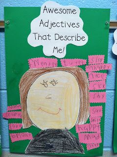 Awesome Adjectives that Describe Me - writing idea Teaching Adjectives, Good Adjectives, Adjectives Activities, 1st Grade Writing, First Grade Writing, 2nd Grade Ela, Teaching Grammar, 2nd Grade Reading, First Grade Reading