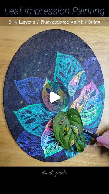 Leaf Impression Painting, Monstera Leaf Painting, Tutorial Acrylic Painting, Painting Tutorial Acrylic, Art Attack, Monstera Plant, Acrylic Painting Tutorials, Painted Leaves, Mini Canvas