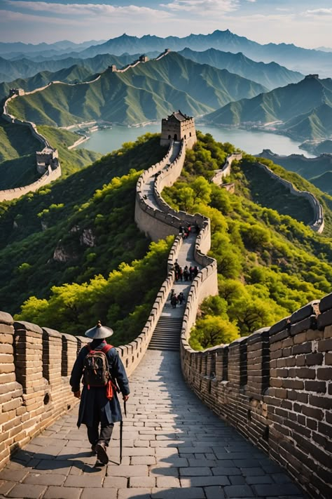 Walking the Dragon: Unforgettable Journeys Along the Great Wall 7 World Wonders, China Culture, Chinese People, People Walking, Great Wall Of China, China Travel, Great Wall, Historical Place, Breathtaking Landscapes