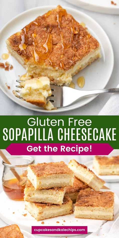 Gf Sopapilla Recipe, Churro Cheesecake Gluten Free, Gf Cheesecake Bars, Gluten Free Sweet Treats Easy To Make, Gf Mexican Desserts, Desserts Without Gluten, Gluten Free Stevia Desserts, Sopapilla Cheesecake Gluten Free, Grain Free Desserts Easy