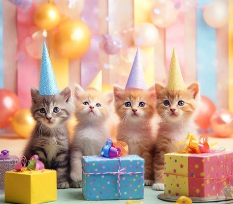 Happy Birthday Kitten, Kitten Birthday Party, Happy Birthday Cat, Snoopy Birthday, Birthday Cat, Kitten Birthday, Happy Birthday Greetings Friends, Happy Birthday Wallpaper, Happy Birthday Pictures