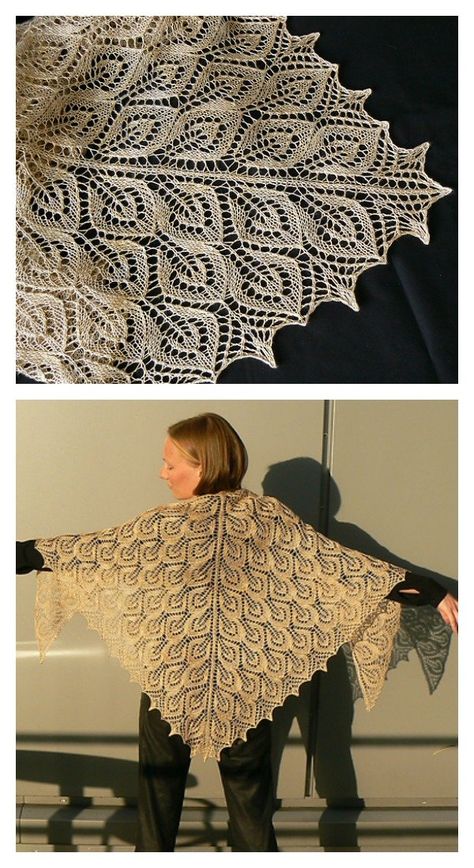 Knitting Leaves, Lace Shawl Pattern, Crochet Lace Shawl, Knitting Shawl, Spring Leaves, Knitting Patterns Free Scarf, Knit Shawls, Crochet Lace Pattern, Lace Knitting Patterns