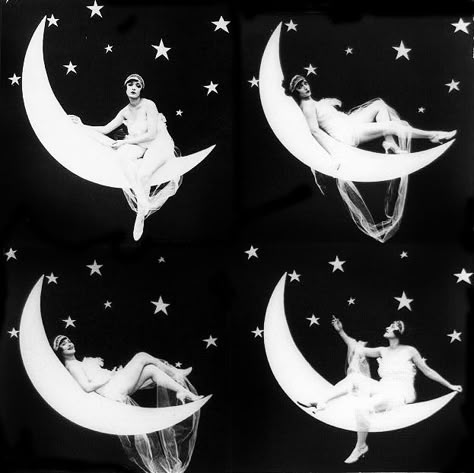 Moon With Stars, Sitting On The Moon, Pierrot Clown, George Melies, Moon Photos, Vintage Moon, Paper Moon, Alphonse Mucha, On The Moon