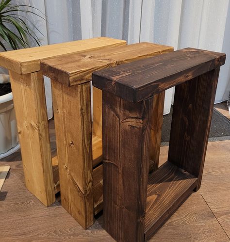 Rustic Solid Wooden End Table Coffee Table Slim Narrow Side - Etsy UK Diy Tall Side Table, Diy Slim Side Table, Diy Narrow Side Table, Diy Small Side Table, Wooden Side Table Living Room, Wood Work Ideas, Side Table Narrow, Wooden End Tables, Narrow Coffee Table