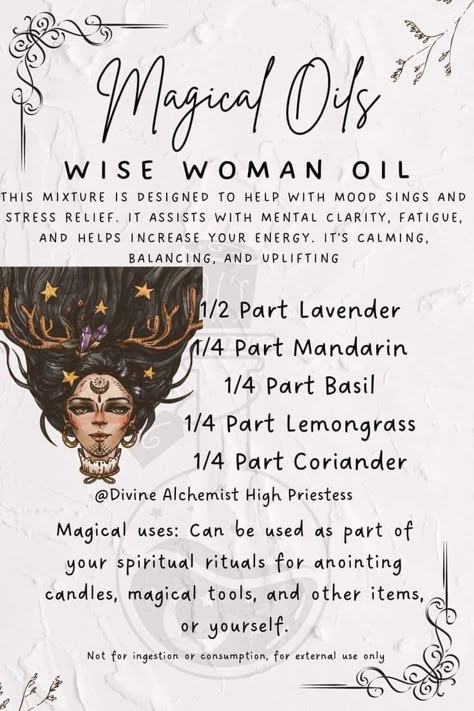 Magical Oils, Magick Oil, Magic Oil, Goddess Spirituality, Goddess Magick, Essential Oil Perfumes Recipes, Magic Dust, Green Witchcraft, Essential Oil Diffuser Blends Recipes