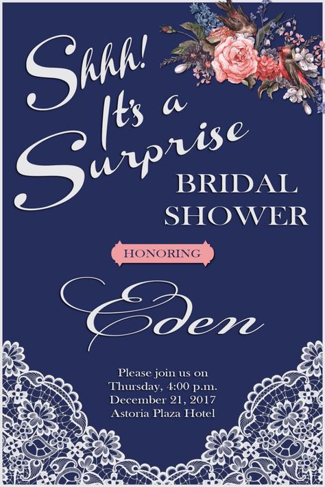 Surprise Bridal Shower Invite Surprise Bridal Shower Invitations, Bridal Tea Party, Bridal Tea, Tailor Shop, Plaza Hotel, Wedding Idea, Bridal Shower Invitations, Monte Carlo, Wedding Shower