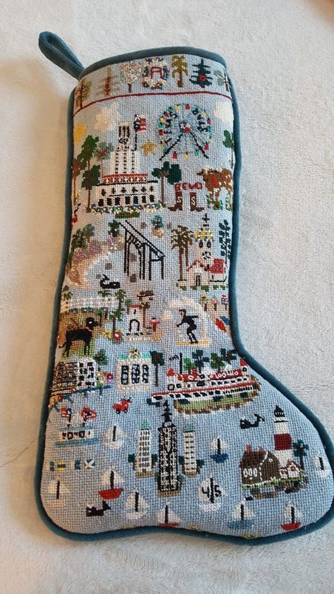 Custom needlepoint Christmas stocking. Delivery 2029 | Etsy Needlepoint Christmas Stocking, Needlepoint Stocking, Christmas Needlepoint, Unique Stockings, Cross Stitch Stocking, Needlepoint Ideas, Christmas Basket, Stitch Witchery, Needlepoint Stockings