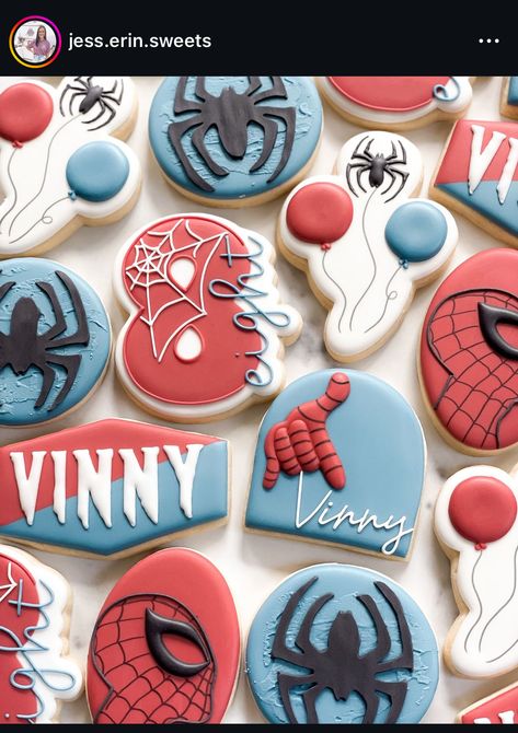 Spiderman Cookies, Spidey Sense, Peanut Cookies, Sorority Sugar, Man Cookies, Spiderman Party, Superhero Cake, Sugar Cookie Designs, Spiderman Birthday