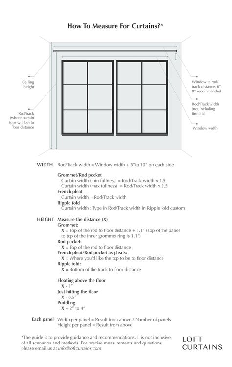 how to measure window for curtains guide width length Curtain Length Guide, Ripple Fold Curtains, Measure For Curtains, Basement Wall Colors, Diy Window Shades, Measuring Curtains, French Pleat, Custom Made Curtains, Interior Design Guide