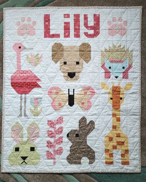 Forest Friends Quilt, Forest Quilt, Elizabeth Hartman, Walking Foot Quilting, Straight Line Quilting, Baby Girl Quilts, Forest Friends, Girls Quilts, Quilt Making