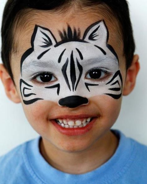 40 Cool Face Painting Ideas For Kids Zebra Face Paint, Zebra Makeup, Easy Face Painting Designs, Aktiviti Tadika, Fairy Face, Animal Face Paintings, Makeup Zombie, Face Painting For Boys, Zebra Face