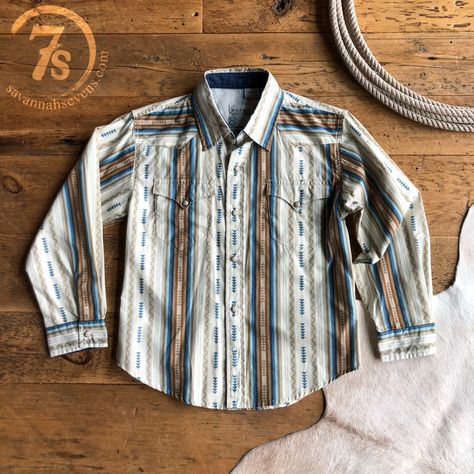 Roper long sleeve button up youth top. Earth tones and shades of blue. Western yoke. Matte pearl snap buttons. Snap button chest pockets. Button cuff. Rounded hem. 100% cotton. Fits true to standard youth sizing. 90s Western Fashion Vintage, Western Style Cotton Button-up Tops, Snap Button Button-up Tops For Rodeo, Snap Button-up Tops For Rodeo, Western Style Button-up Shirt For Ranch, Western Casual, Western Show Shirts, Western Snap Button-up Shirt, Concert Ideas