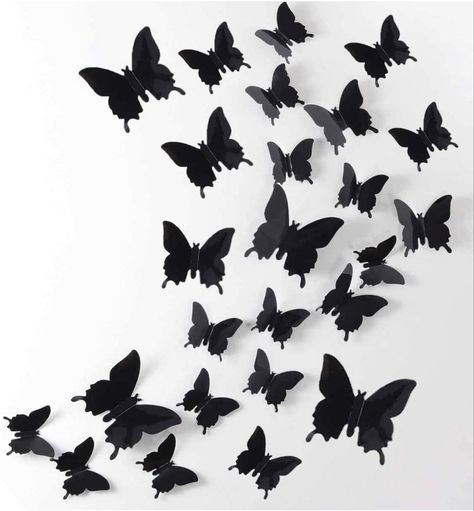 Black butterfly 3D wall stick on decorations Mural Stickers, Halloween Mantel Decor, 3d Butterfly Wall Decor, Diy Wall Decals, Butterfly Wall Decals, Butterfly Decal, Easy Halloween Decorations, 3d Butterfly Wall Stickers, Butterfly Wall Decor