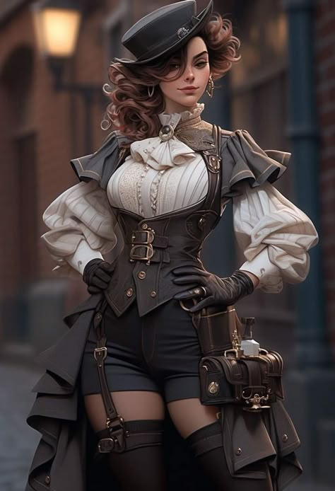 Steampunk Outfits Women, Steampunk Fashion Women, Steampunk Outfits, Steampunk Character, Moda Steampunk, Corset Steampunk, Steampunk Characters, Steampunk Woman, Mode Steampunk