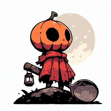 Jackolantern Character Design, Pumpkin Head Drawing Reference, Art Style Inspiration Cartoon, Potion Character Design, Demon Illustration Character Design, Character Design Thumbnails, Pumpkin People Drawings, Pumpkin Head Character Design, Simple Game Character