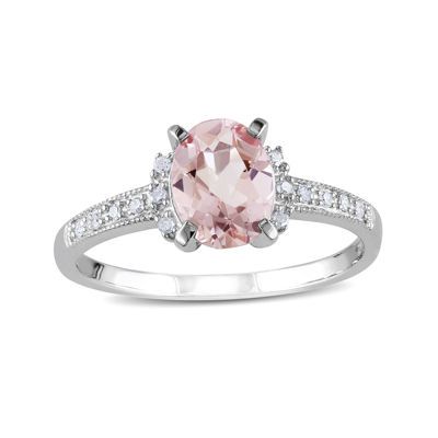 Genuine Morganite and Diamond-Accent Sterling Silver Ring Pretty Rings Silver, Silver Promise Rings, Morganite Diamond, Rings Silver, Right Hand Rings, Morganite Engagement, Pink Morganite, Morganite Engagement Ring, Morganite Ring