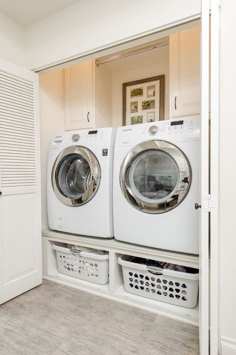 Laundry Room Storage Shelves, Small Laundry Room Organization, Tiny Laundry Rooms, Room Storage Diy, Dream Laundry Room, Laundry Room Closet, Laundry Room Layouts, Laundry Room Renovation, Laundry Room Remodel