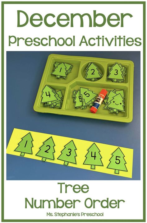 December Preschool Tree Number Order Activity Christmas Tree Science Preschool, Christmas Tree Activity For Preschool, Preschool December Crafts, Preschool Christmas Centers, December Crafts Preschool, December Preschool Activities, Christmas Curriculum, Christmas Preschool Activities, Christmas Learning Activities