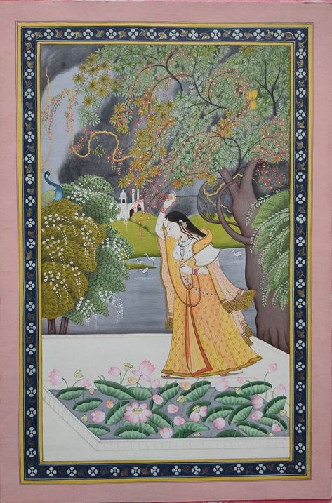 Excited to share this item from my #etsy shop: Indian Miniature kangra Pahari Nayika Original painting ,Pahari painting, traditional painting, fine,Nature,Wall decor,24cgold work, hanging Kangra Painting, Pahari Painting, In Love Painting, Indian Miniature, Painting Women, India Painting, Mughal Paintings, Traditional Wall Art, Miniature Paintings