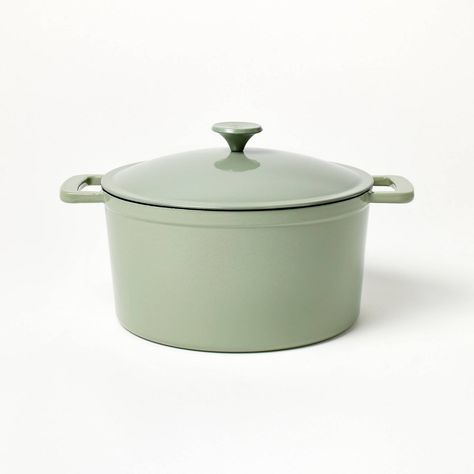 Prepare satisfying dishes for family dinners or larger gatherings with the 7.5-Quart Enamel Dutch Oven from Figmint™. Made from sturdy cast iron with an enamel coating, this classic Dutch oven helps retain heat longer, and it comes with a matching lid with a knob for easy lifting. Oven safe up to 500 degrees and great for use with induction, gas and electric stoves, it features two side handles for easy carrying. Plus, with the beautifully enameled finish, this Dutch oven looks as good as it coo Artesian Bread, Enamel Dutch Oven, Enamel Cookware, Induction Cooking, Cast Iron Dutch Oven, Electric Stove, Enameled Cast Iron, Gas And Electric, Kitchen Cookware