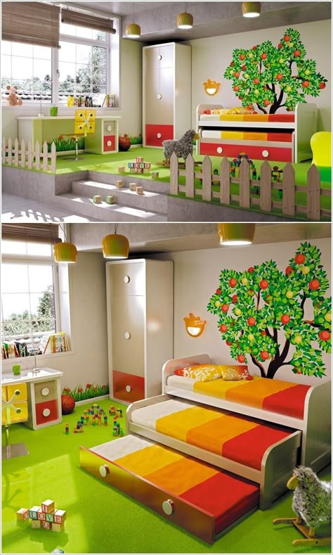 5 Fabulous Bedroom Ideas for Triplets with Triple Fun Room For Triplets, 3 Beds One Room Kids, 3 Kids Bedroom Ideas, 3 Beds In One Room Ideas, 3 Kid Bedroom, Bed For 3 Kids, Double Kids Room, Triplets Bedroom, Kids Bed Ideas