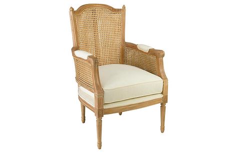 Noreen Accent Chair, Natural/Off-White Linen | One Kings Lane Wicker Table And Chairs, British Colonial Decor, Colonial Furniture, Affordable Modern Furniture, Linen Armchair, Linen Chair, Luxury Home Furniture, Stylish Chairs, Linen Upholstery