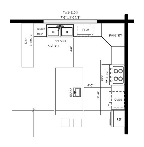 Kitchen Layout Example 10x9 Kitchen Layout, Island Kitchen Layout, 4 Bedroom Floor Plans, Types Of Kitchen Layouts, Floor Plans Open, Island Kitchen Design, Office Layouts, Types Of Kitchen, Floor Plans 4 Bedroom