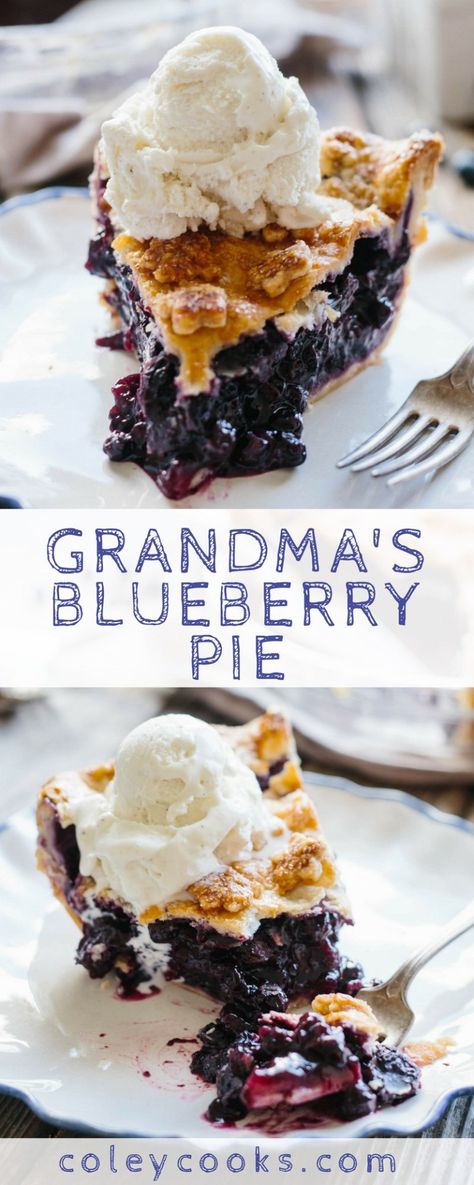 Grandma's Blueberry Pie | Coley Cooks... Mousse Au Chocolat Torte, Blueberry Desserts, Dessert Simple, Blueberry Pie, Blueberry Recipes, Salty Snacks, Delicious Pies, Summer Dessert, Tart Recipes