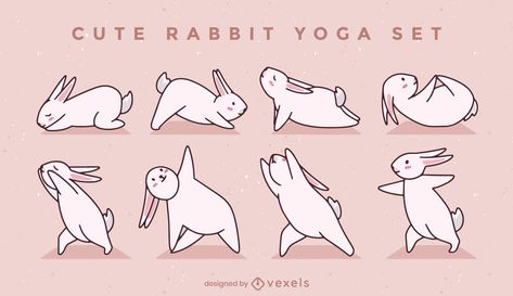 Yoga Character Design, Rabbit Character Design, Bunny Yoga, Yoga Clipart, Cute Rabbits, Rabbit Drawing, Art Hoodie, Diy Easter Gifts, Frame Border Design