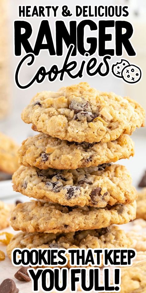 Ranger Cookies Best Ranger Cookie Recipe, Ranger Cookie, Ranger Cookies, Cowboy Cookie Recipe, Ribs Recipes, Best Oatmeal Cookies, Breakfast Cookie, Eggs Recipes, Fun Breakfast