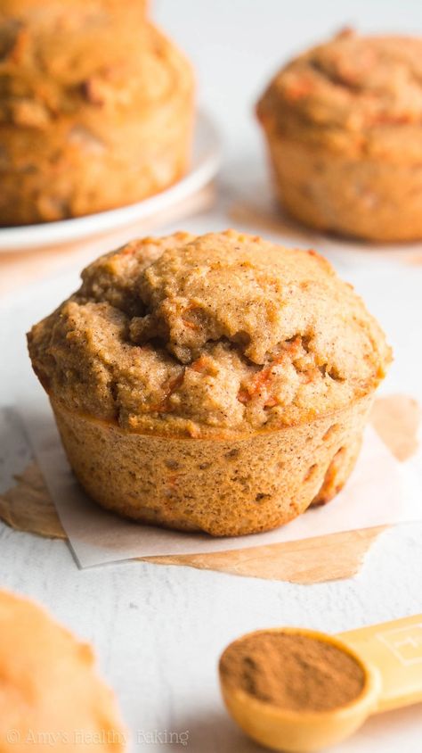 Healthy Carrot Cake Protein Muffins | Amy's Healthy Baking Carrot Cake Protein, High Protein Muffins, Protein Baking, Carrot Cake Muffins, High Protein Desserts, Healthy Carrot Cakes, Carrot Muffins, Low Carb Muffins, Low Carb Protein