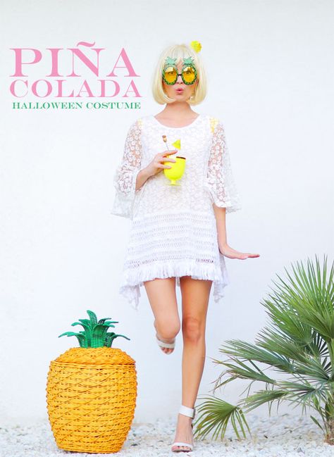 pina colada halloween costume | kelly golightly Pina Colada Costume Diy, Pina Colada Costume, Drink Halloween Costumes, Swan Pumpkin, Halloween Costume Ideas Diy, Cocktail Costume, Costume Ideas Diy, Retired Life, Pina Coladas