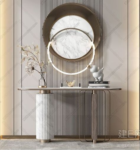 Console Table Decorating, Art Deco Interior Design, Foyer Design, Living Room Design Decor, Home Entrance Decor, Interior Wall Design, Interior Concept, Luxury Homes Interior, Entrance Decor