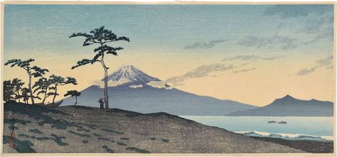 Scholten Japanese Art | Woodblock Prints | Kawase Hasui (1883-1957), Evening in Miho, ca. 1945-1946 Japanese Painting Desktop Wallpaper, Traditional Japanese Art Landscapes, Japanese Art Landscape, Joyful Illustration, Japanese Landscape Art, Japanese Block Print, Kawase Hasui, Japanese Woodcut, Mont Fuji