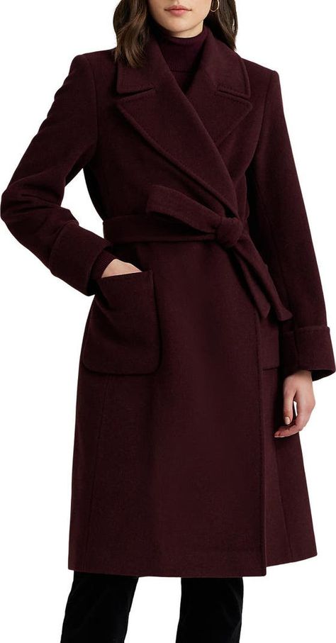 Lauren Ralph Lauren Wool Blend Wrap Coat | Nordstrom Coat Guide, Hourglass Body Shape, Trendy Outfits Winter, Winter Capsule Wardrobe, Trendy Winter, Wrap Coat, Red Coat, Body Shape, Winter Wardrobe