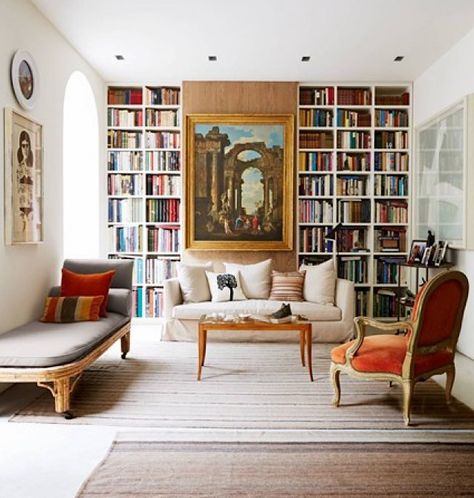 Design: Andy Martin Architects | Photo: Paul Massey Bookshelf Ideas Living Room, Alcove Bookshelves, Floor To Ceiling Bookshelves, Floor Sitting, Floor To Ceiling, Home Libraries, Stylish Living Room, A Living Room, Best Interior