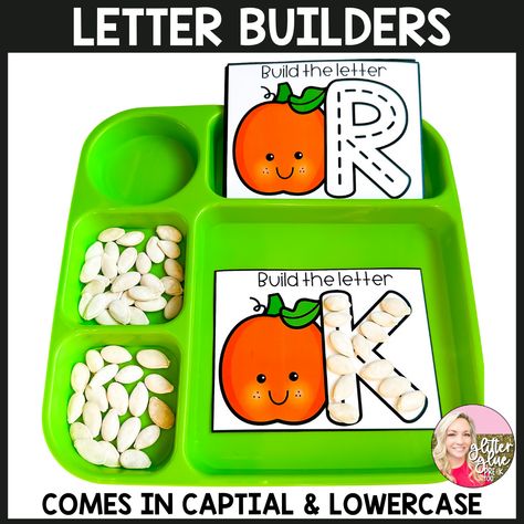 These pumpkin themed math and literacy centers are packed with hands-on learning activities which include: letter identification/writing letters, rhyming words, syllables, beginning sounds, counting, number recognition, shapes, number order, sorting by size, fine motor skills, and handwriting. Use these as centers, small group activities, morning tubs, or for fast finishers in your preschool, pre-k, kindergarten, or special education classroom. Literacy Center included: Pumpkin Pick & Trace –Cap Preschool Pumpkin Activity, Pumpkin Color Matching Preschool, Making Butter Preschool, Pumpkin Lessons For Preschool, Pumpkin Patch Preschool Activities, Pumpkin Center Ideas For Preschool, Letter Small Group Activities, Pumpkin Themed Activities For Kids, Art Center Activities Preschool