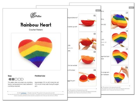 Lgbtq Crochet Ideas, Crochet Pride Patterns, Gay Crochet, Pride Crochet, Heart Crochet Pattern, Pride 2024, Pride Heart, Heart Crochet, Crochet Dolls Free Patterns